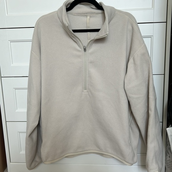 Lululemon Oversized Fleece Half Zip - Bone - Size M - Picture 2 of 3